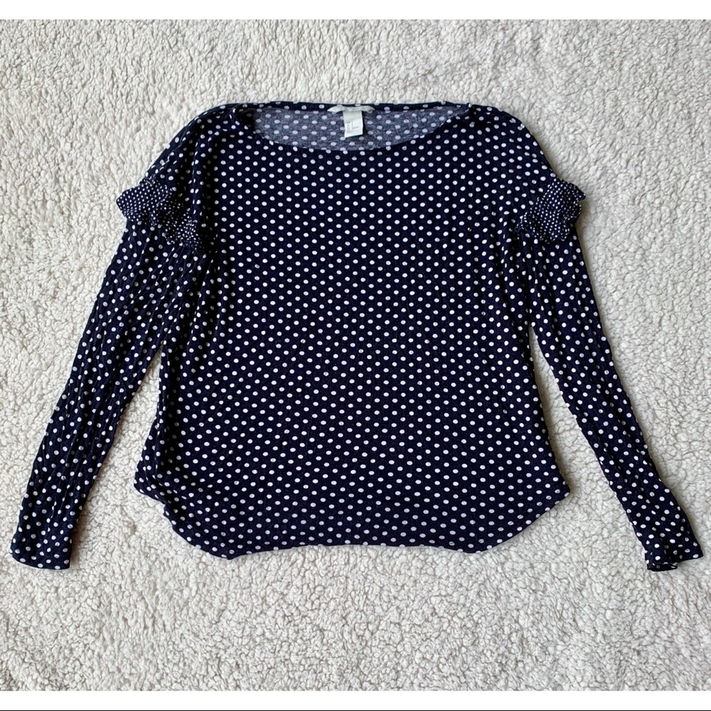 H&M Navy and White Polka Dot Top